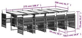 vidaXL Σετ Τραπεζαρίας Κήπου 11 τεμ. Μπεζ Συνθετικό Ρατάν με Μαξιλάρια