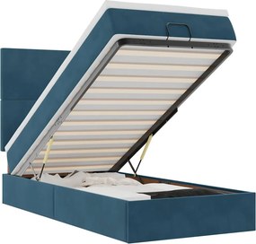 VidaXL Οθωμανικό κρεβάτι με στρώματα & LEDs Σκούρο μπλε Βελούδο