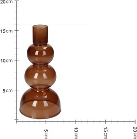 Κηροπήγιο ArteLibre Καφέ Γυαλί 8x8x16cm