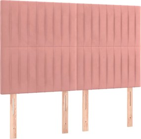 vidaXL Κρεβάτι Boxspring με Στρώμα Ροζ 140x190 εκ. Βελούδινο