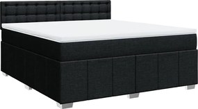 vidaXL Κρεβάτι Boxspring με Στρώμα Μαύρο 180x200 εκ. Υφασμάτινο