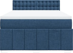 vidaXL Κρεβάτι Boxspring με Στρώμα Μπλε 140x200 εκ. Υφασμάτινο