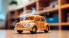 Intra Συλλεκτικό Ξύλινο Παζλ Plywood 4mm - Vintage ξύλινο αυτοκίνητο παιχνιδιών σε ξύλινο τραπέζι Σε Ξύλινο Κουτί - Διαστάσεις: 10x10 cm – 25 κομμάτια