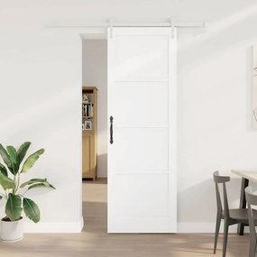 vidaXL Συρόμενη Πόρτα Λευκό 78 x 232 cm Μασίφ ξύλο πεύκου και χάλυβας