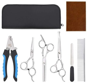 vidaXL Σετ ψαλιδιών περιποίησης σκύλων 6 τεμαχίων από ανοξείδωτο