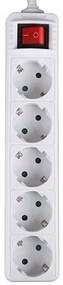 LAMTECH POWER STRIP WITH SWITCH 5 OUTLETS WHITE