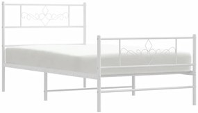 vidaXL Πλαίσιο Κρεβατιού με Κεφαλάρι/Ποδαρικό Λευκό 90x190 εκ. Μέταλλο