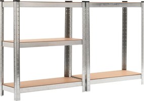vidaXL Ραφιέρα 5 Επιπέδων 3 τεμ. Ασημί από Ατσάλι &amp; Επεξεργασμένο Ξύλο