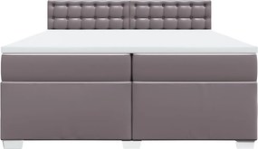 vidaXL Κρεβάτι Boxspring με Στρώμα Γκρι 200x200 εκ. Συνθετικό Δέρμα