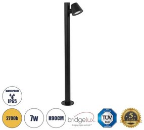 GARDENIA 60508 Φωτιστικό Κήπου-Κολωνάκι Αρχιτεκτονικού Φωτισμού Εξωτερικού Χώρου LED 7W 700lm 60° AC220-240V Αδιάβρ Globostar 60508 Μαύρο