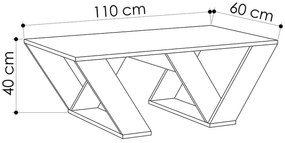 Τραπέζι σαλονιού PIPRA pakoworld σε χρώμα λευκό 110x60x40 - 119-000648