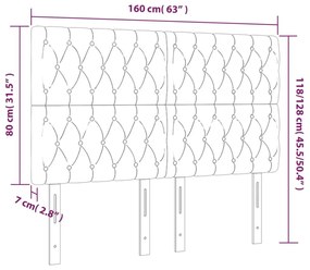 Κεφαλάρι Κρεβατιού LED Σκούρο Μπλε 160x7x118/128 εκ. Βελούδινο - Μπλε