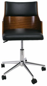Καρέκλα γραφείου Mesa 422, Μαύρο, Καρυδί, 78x48x52cm, 12 kg, Με μπράτσα, Με ρόδες, Μηχανισμός καρέκλας: Κλίση | Epipla1.gr