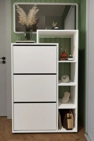 Stewehome Ντουλάπι Παπουτσιών με Ράφια λευκό 90x32x143 cm