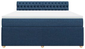 vidaXL Κρεβάτι Boxspring με Στρώμα Μπλε 180x200 εκ. Υφασμάτινο