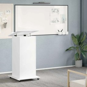 vidaXL Αναλόγιο με Ροδάκια &amp; Συρτάρι Λευκό 55x55x107 εκ. Επεξ. Ξύλο
