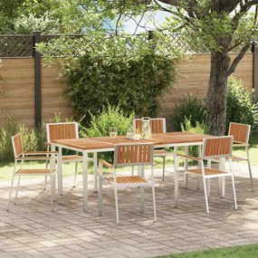 vidaXL Σέτ φαγητού για κήπο 7 pcs Καφέ Μασίφ ξύλο teak
