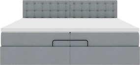 VidaXL Οθωμανικό κρεβάτι με στρώματα & LEDs Ανοιχτό γκρι ύφασμα