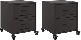 vidaXL Κομοδίνα 2 τεμ. Μαύρο 36x39x43,5 εκ. από Χάλυβα