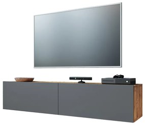 Έπιπλο τηλεόρασης επιτοίχιο Dello  ανθρακί-oak 140x31,5x29,5εκ Model: 176-000005