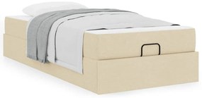 vidaXL Σκελετός Κρεβατιού με στρώμα Κρεμ 100 x 200 cm ύφασμα