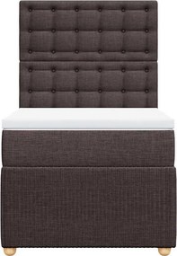 vidaXL Κρεβάτι Boxspring με Στρώμα Σκούρο Καφέ 100x200 εκ. Υφασμάτινο