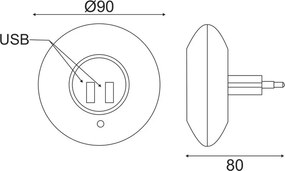 Φωτάκι Νυκτός LED Με 2 Θύρες USB Aca SF78LED