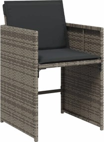 vidaXL Σετ Τραπεζαρίας Κήπου 9 τεμ. Γκρι Συνθ. Ρατάν με Μαξιλάρια