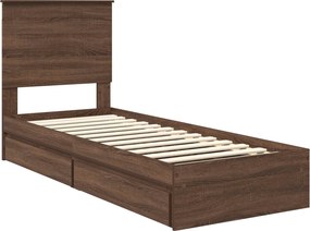 vidaXL Κρεβάτι Αποθήκης Καφέ δρυς 75 x 190 cm Επεξεργασμένο ξύλο