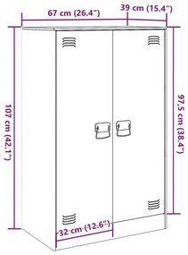 Ντουλάπι Ροζ 67x39x107 εκ. από Ατσάλι - Ροζ