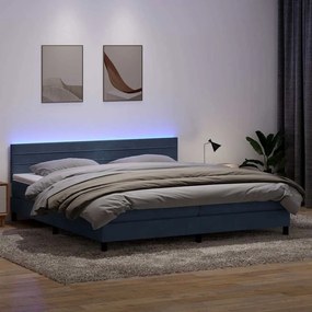 vidaXL Κρεβάτι Boxspring με Στρώμα &amp; LED Σκούρο Γκρι 180x210 εκ. Βελούδινο