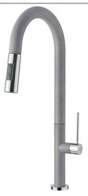 Armando Vicario Tozo 48780 Granite Silverstone Μπαταρία Κουζίνας Με Υψηλό Περιστρεφόμενο Ρουξούνι και Συρόμενο Ντους,
