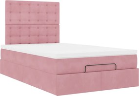 vidaXL Οθωμανικό κρεβάτι με στρώματα Ροζ 120x200cm Velvet
