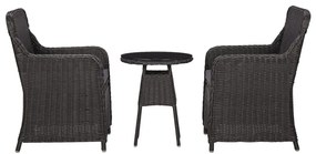 vidaXL Σετ Επίπλων Bistro Κήπου 3 τεμ. Μαύρο Συνθ. Ρατάν με Μαξιλάρια