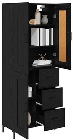 vidaXL Highboard με συρτάρι 2 pcs Μαύρη Οξυά Επεξεργασμένο ξύλο