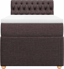 vidaXL Κρεβάτι Boxspring με Στρώμα Σκούρο Καφέ 90x190 εκ. Υφασμάτινο