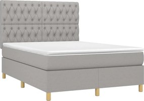 vidaXL Κρεβάτι Boxspring με Στρώμα Ανοιχτό Γκρι 140x200 εκ. Υφασμάτινο