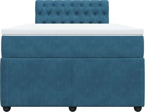 vidaXL Κρεβάτι Boxspring με Στρώμα Μπλε 120x190 εκ. Βελούδινο