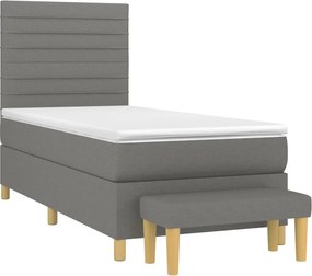 vidaXL Κρεβάτι Boxspring με Στρώμα Σκούρο Γκρι 90x200 εκ. Υφασμάτινο