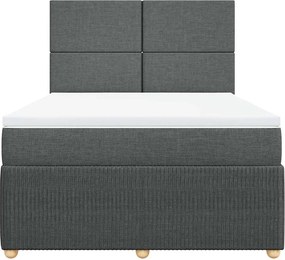 vidaXL Κρεβάτι Boxspring με Στρώμα Σκούρο Γκρι 140x200 εκ Υφασμάτινο