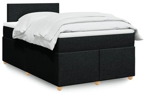 vidaXL Κρεβάτι Boxspring με Στρώμα Μαύρο 120x200 εκ. Υφασμάτινο