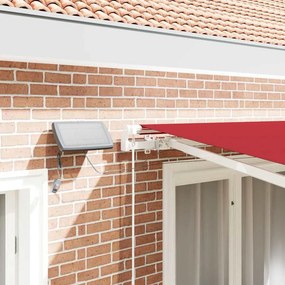 vidaXL Χειροκίνητη τέντα με ηλιακό LED 3 x 2,5 m Κόκκινο