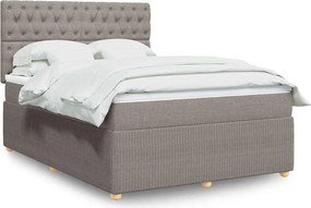 vidaXL Κρεβάτι Boxspring με Στρώμα Taupe 140x190 εκ. Υφασμάτινο