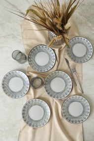 Stewehome Πιάτο Γλυκού Stoneware Ege Σετ 6 Τεμαχίων-Λευκό 20x20 cm