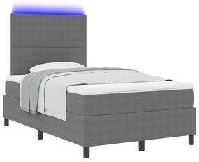 vidaXL Κρεβάτι Box Spring με Στρώμα & LED Ανοιχτό Γκρι 120x200 εκ Ραβδωτού ύφασματος