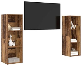 vidaXL Σετ επίπλου τηλεόρασης 2 pcs Παλαιό ξύλο 107 x 35 x 37 cm