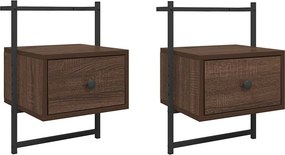 vidaXL Κομοδίνα Επιτοίχια 2 τεμ. Καφέ Δρυς 35x30x51 εκ. Επεξ. Ξύλο