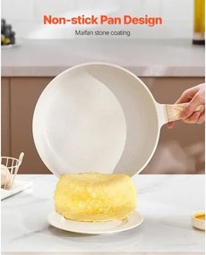 VEVOR 19 Piece Pots and Pans Set Granite Nonstick Kitchen Cookware White