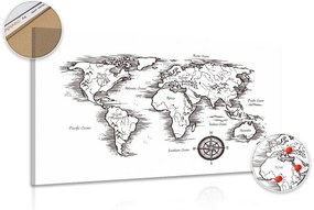 Εικόνα στον παγκόσμιο χάρτη φελλού σε όμορφο σχέδιο - 90x60  peg