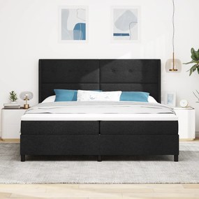 vidaXL Κρεβάτι Box Spring με Στρώμα & LED Μαύρο 200x200 εκ Υφασμάτινο